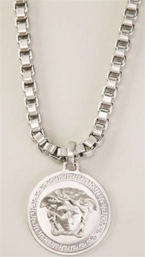 versace medallion chain sterling silver|Versace medallion chain necklace.